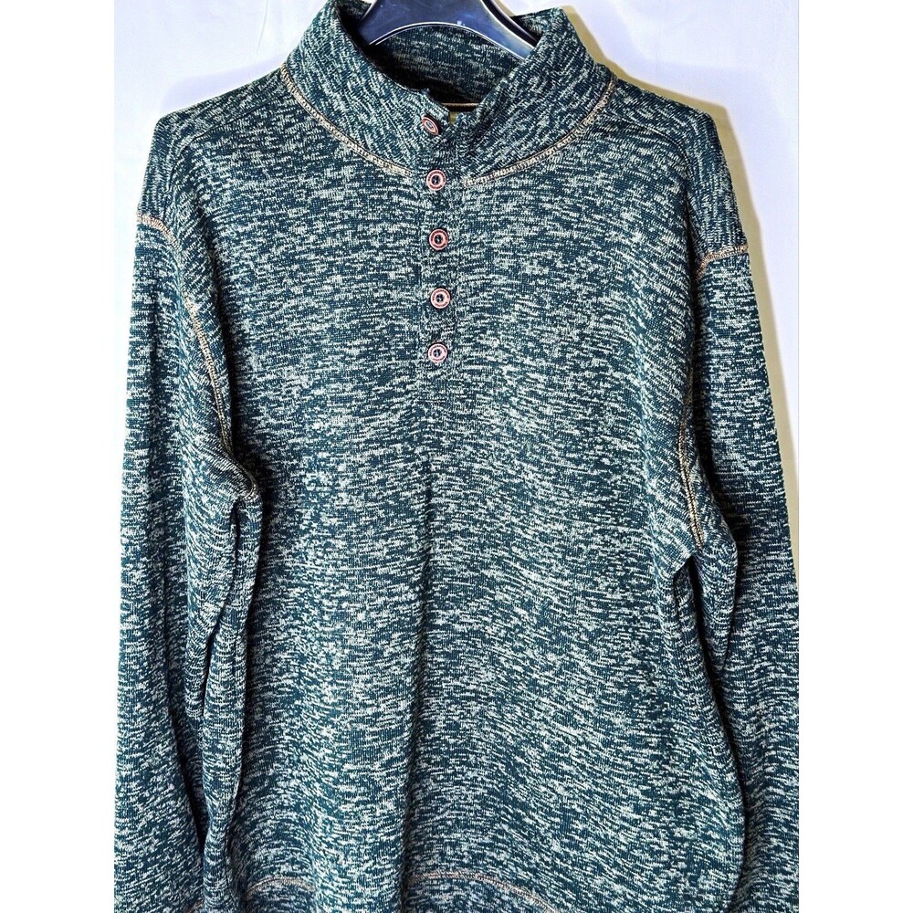 Weatherproof Vintage Men's Green Heathered Mock Neck Pullover Sweatshirt L